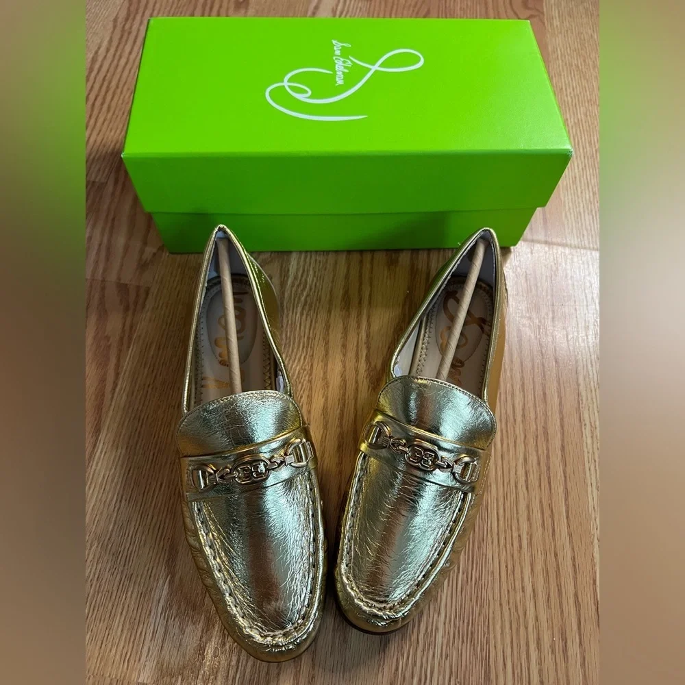 Sam Edelman Lucca Bit Loafer size 6 in Amber Gold Leather NIB - Picture 3 of 12